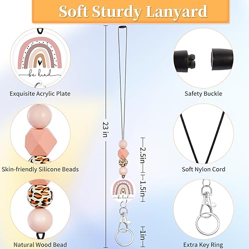 Miniatura 3 de Plifal Cordón para profesor para tarjeta de identificación, lindo mármol con cuentas para el cuello, cordón para el cuello, insignias, soporte