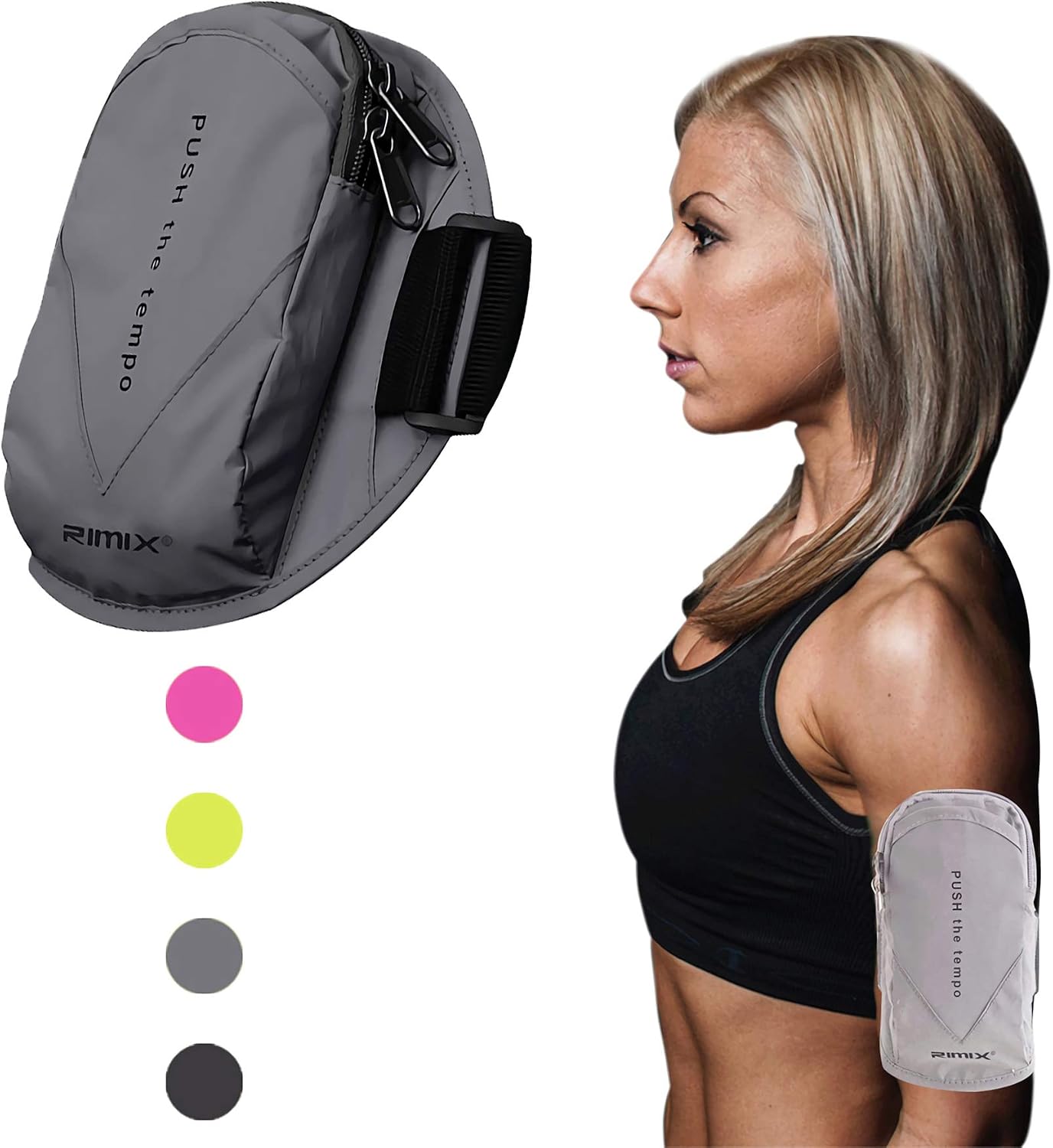 Sweatproof Running Armband, Workout Phone Holder for iPhone 11 Pro Max/Xr/Xs Max/X/8/7 Plus, Samsung Galaxy/Note,Google Pixel for Sports, Gym, Fitness, Jogging, Hiking (Grey)
