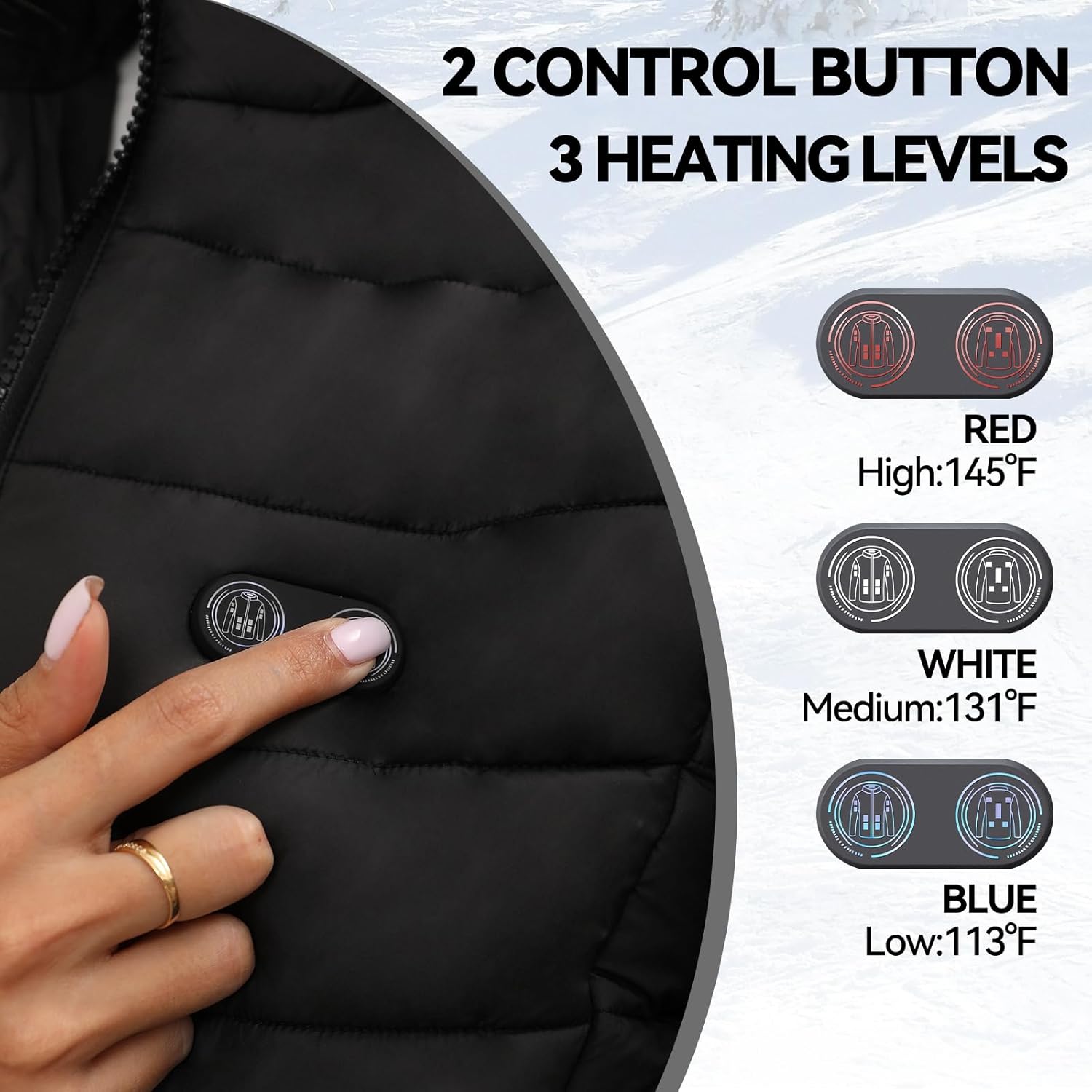 Heated Vest Women with 7.4V 16000mAh Battery Pack, Heated Jackets for Women 12 Heating Zones, 3 Heating Levels - Image 4