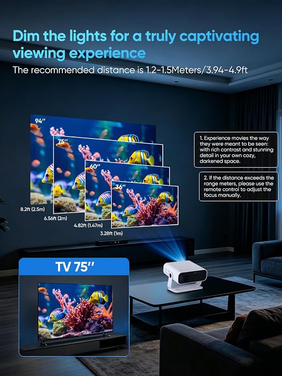 Mini Projector 4K Support, WiFi 6 BT 5, Auto Keystone