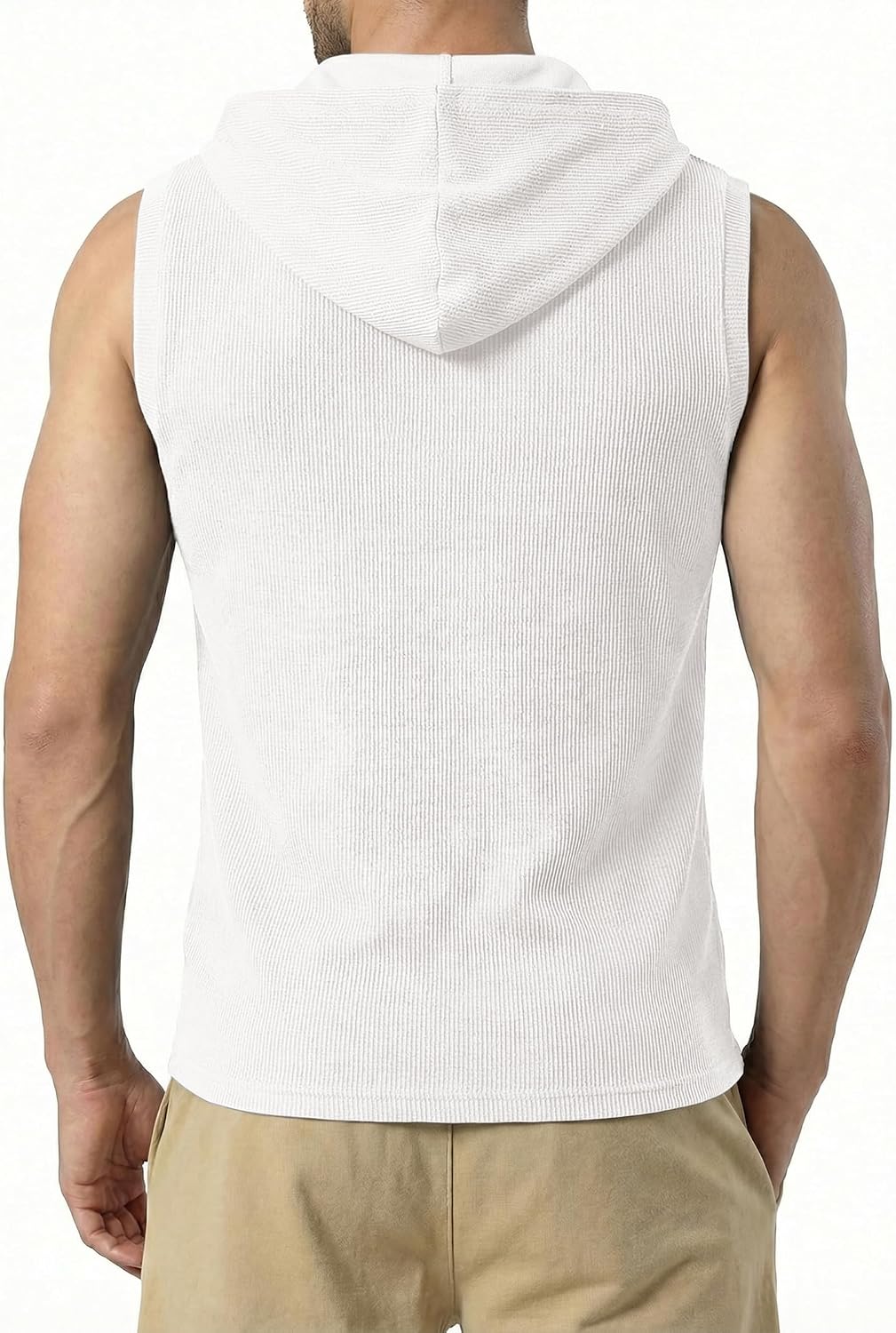 JMIERR Men's Quarter Zip Sleeveless Hoodie Ribbed Muscle Tank Top Gym Workout Vest