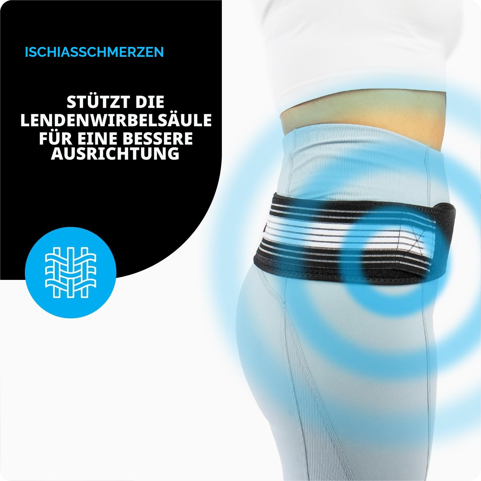VITTO Orthogürtel - Ischias Gürtel für Ischias Schmerzen - Rutschfester, Verstellbarer Rückengürtel für den Unteren Rücken zur Linderung von Nervenschmerzen, Iliosakralgelenken, Hüftschmerzen