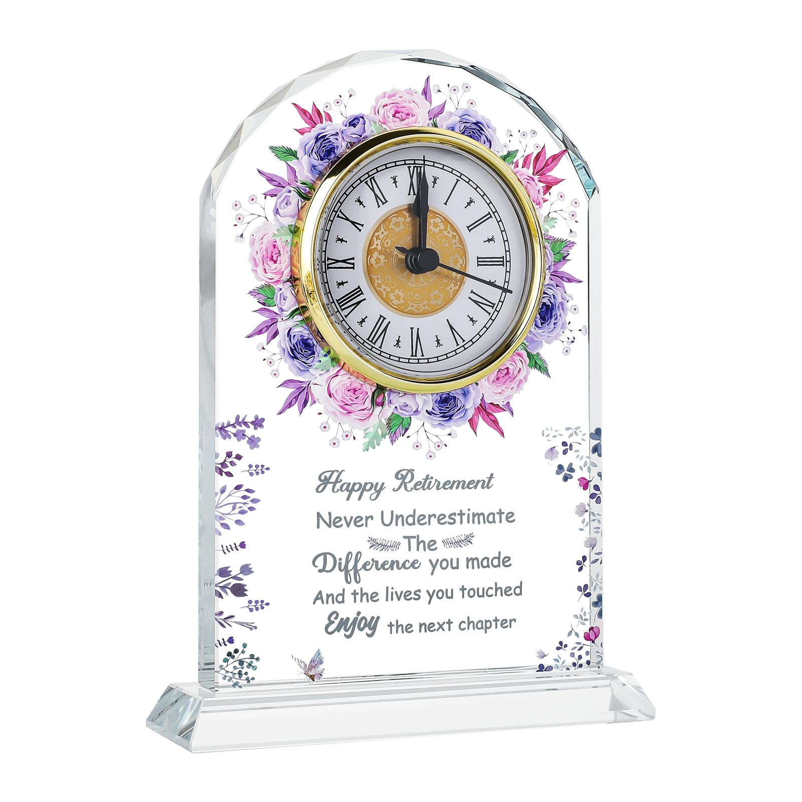 Regalo di pensionamento per donne, orologio da scrivania in vetro ricordo divertente targa regalo per amici, capo, insegnante, collega, infermiera