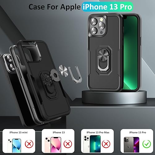 Miniatura 8 de UKLCCU Funda de teléfono para iPhone 13 Mini iPhone 13 Mini Funda de teléfono para hombres Funda de armadura resistente con soporte y anillo para