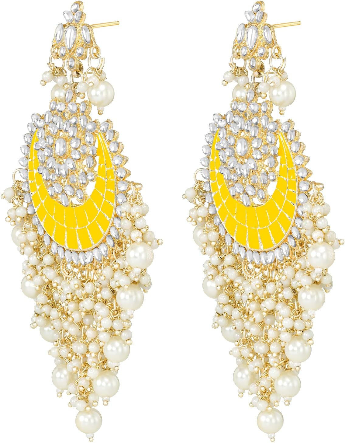 Aheli Gold Plated Mint Kundan & Beads Studded Ethnic Dangle Earring Traditional Stylish Fancy Jewellery Gift for Women Mint