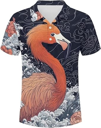 Pinupub Men Shirts Casual Short Sleeve Button Up Golf Shirt Summer Breathable Spread Collar Athletic Polo T Shirt