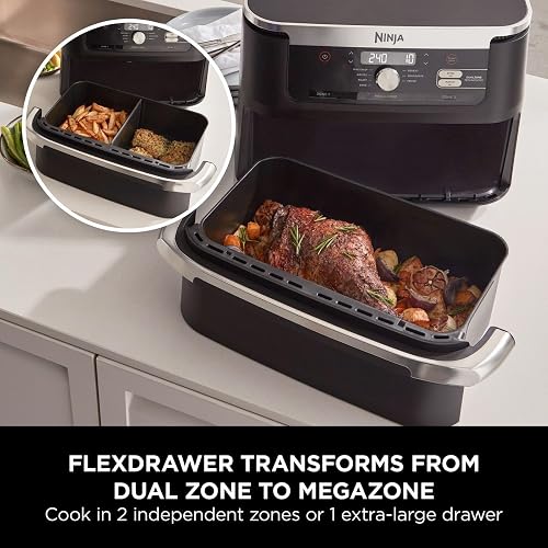 Ninja Foodi FlexDrawer Air Fryer, Dual Zone with Removable Divider, Large 10.4L Drawer, 7-in-1, Air-Fryer Uses No Oil, Air Fry, Roast, Bake, Max Crisp, Non-Stick Dishwasher Safe Parts, Black AF500UK - 4