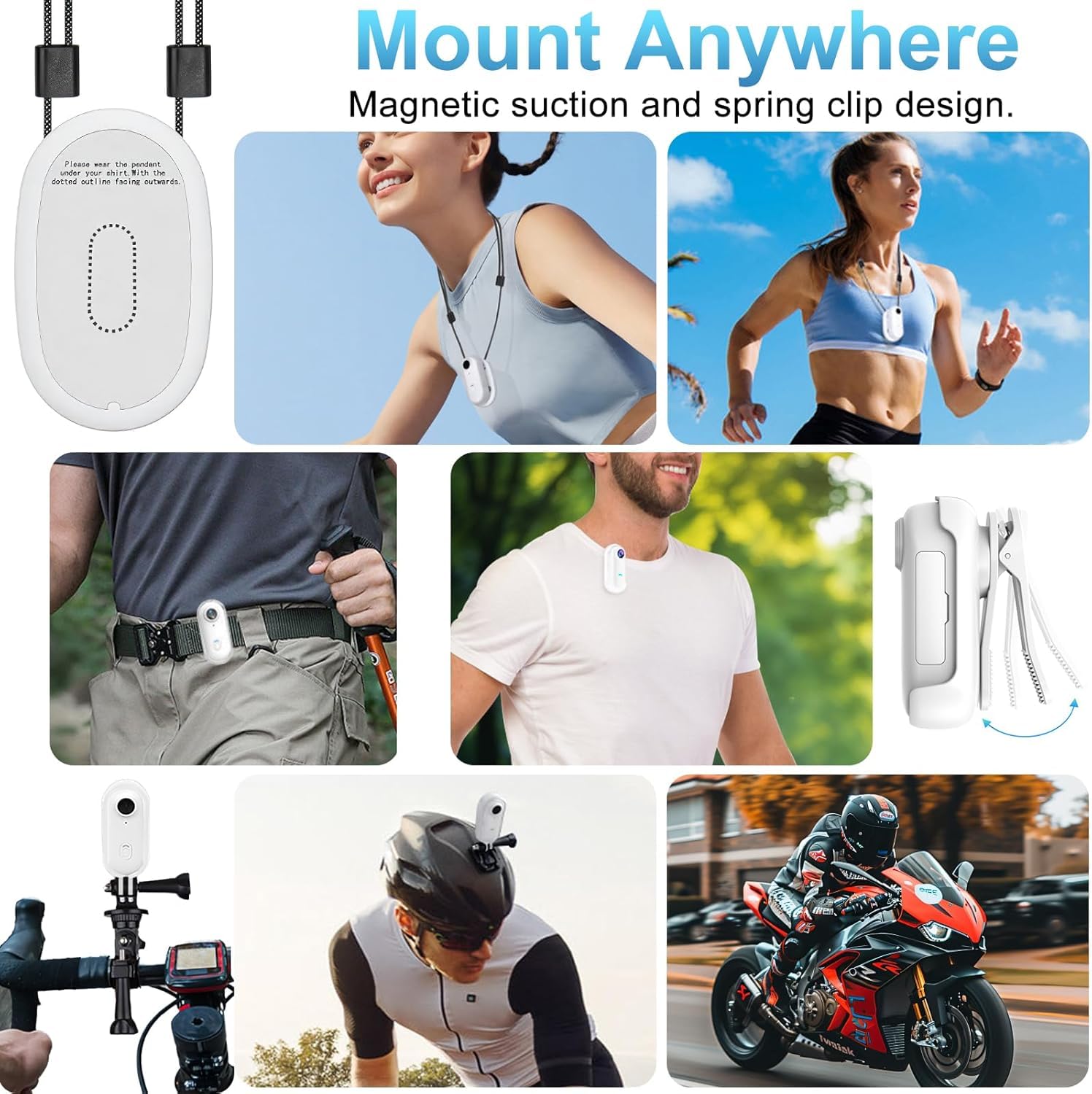 OBEST Mini Action Cam 1080P, Telecamera Vlog Magnetica Portatile, Impermeabile 30M con Custodia, 128G TF, Clip 360°, per Viaggi Gatti Animali Domestici