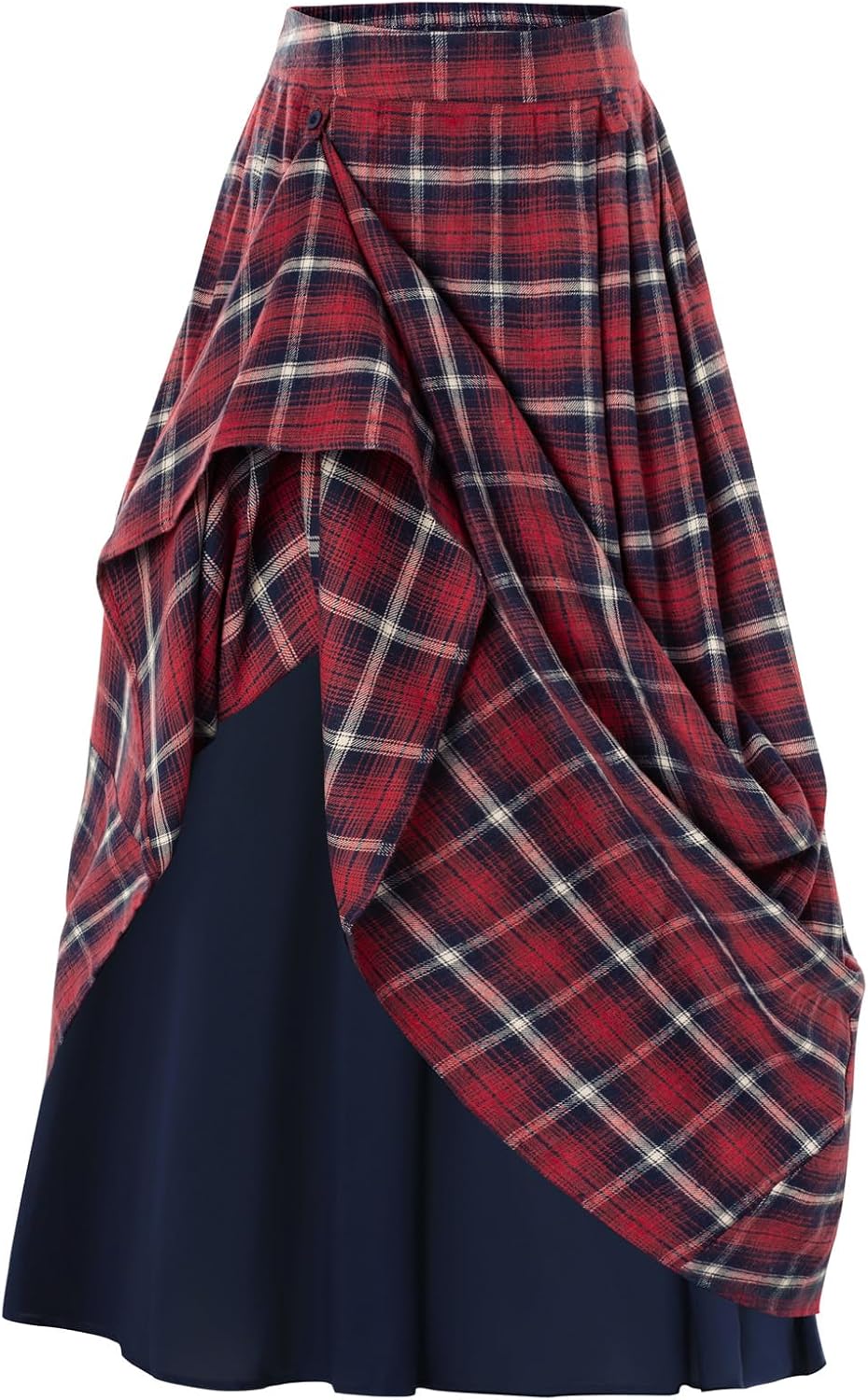 Scarlet Darkness Plaid Skirts for Women High Waist Long Skirt with Pockets