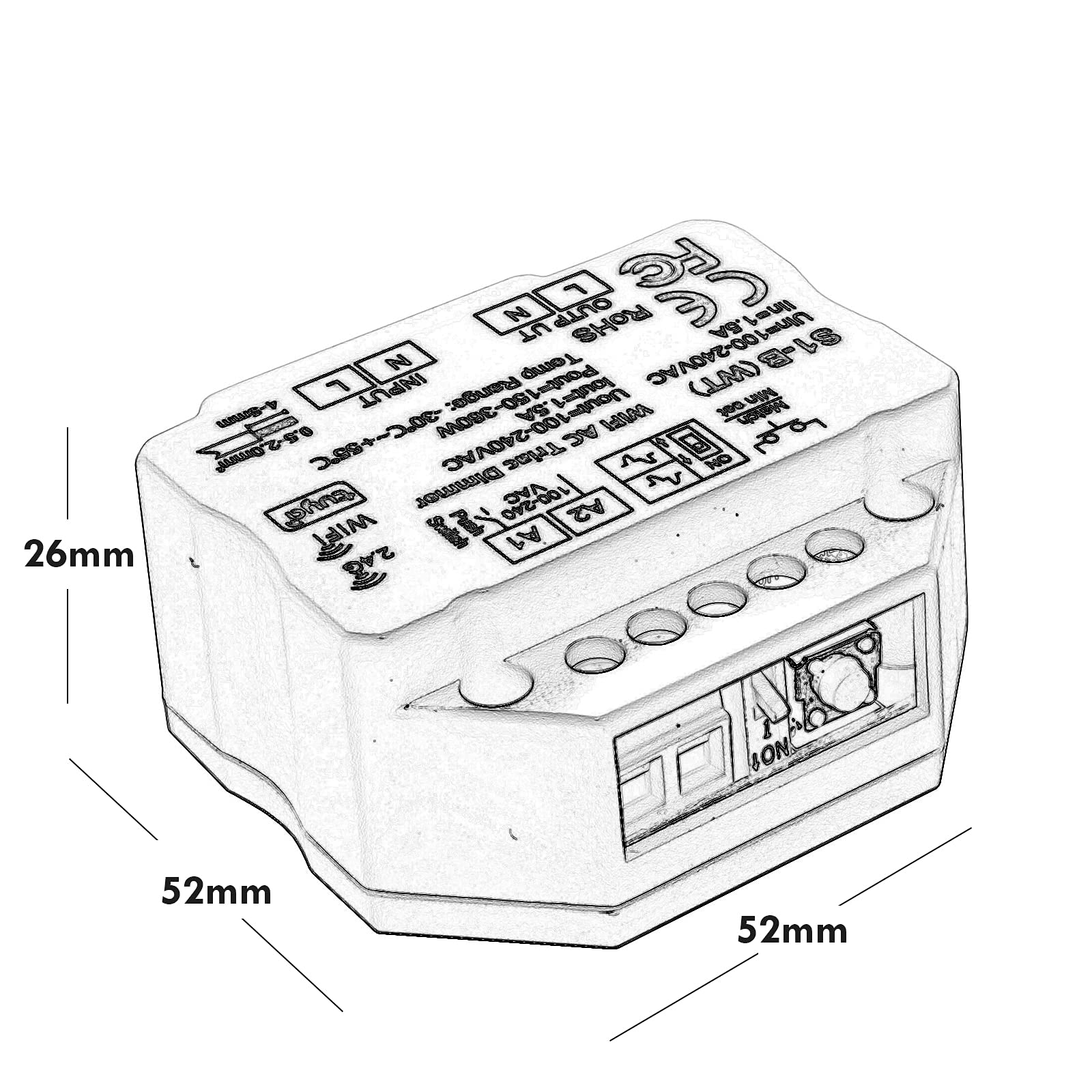Planetitaly Centralina Triac Dimmer 230V WiFi RF lampade faretti LED interruttore PUSH 360W
