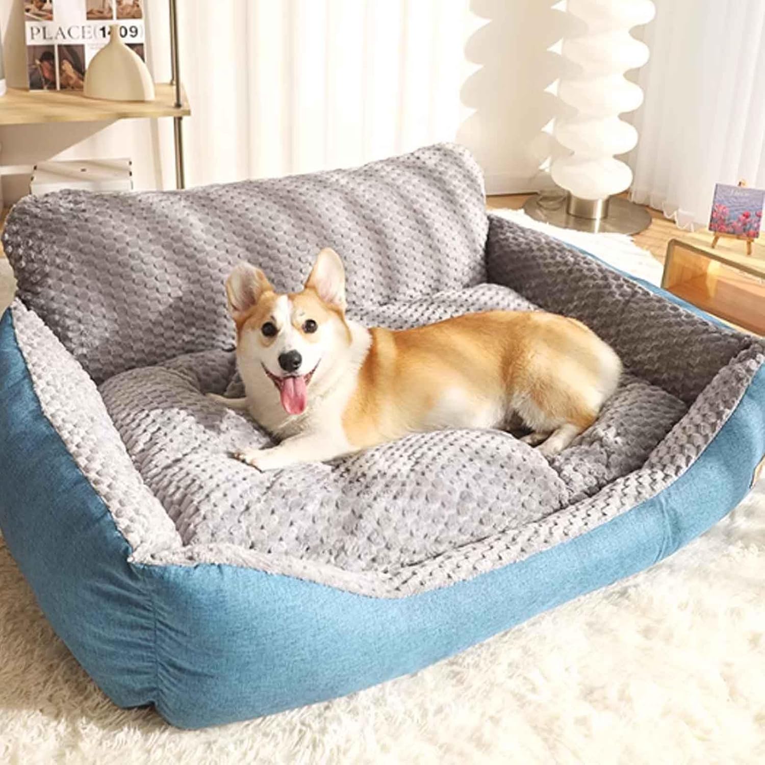 Soothing Dog Sofa Mat, Dog Bed for Pets Sofa Bed, Super Soft Comfortable Flannel Dog Bed, Washable Dog Bed with No Slip Bottom
