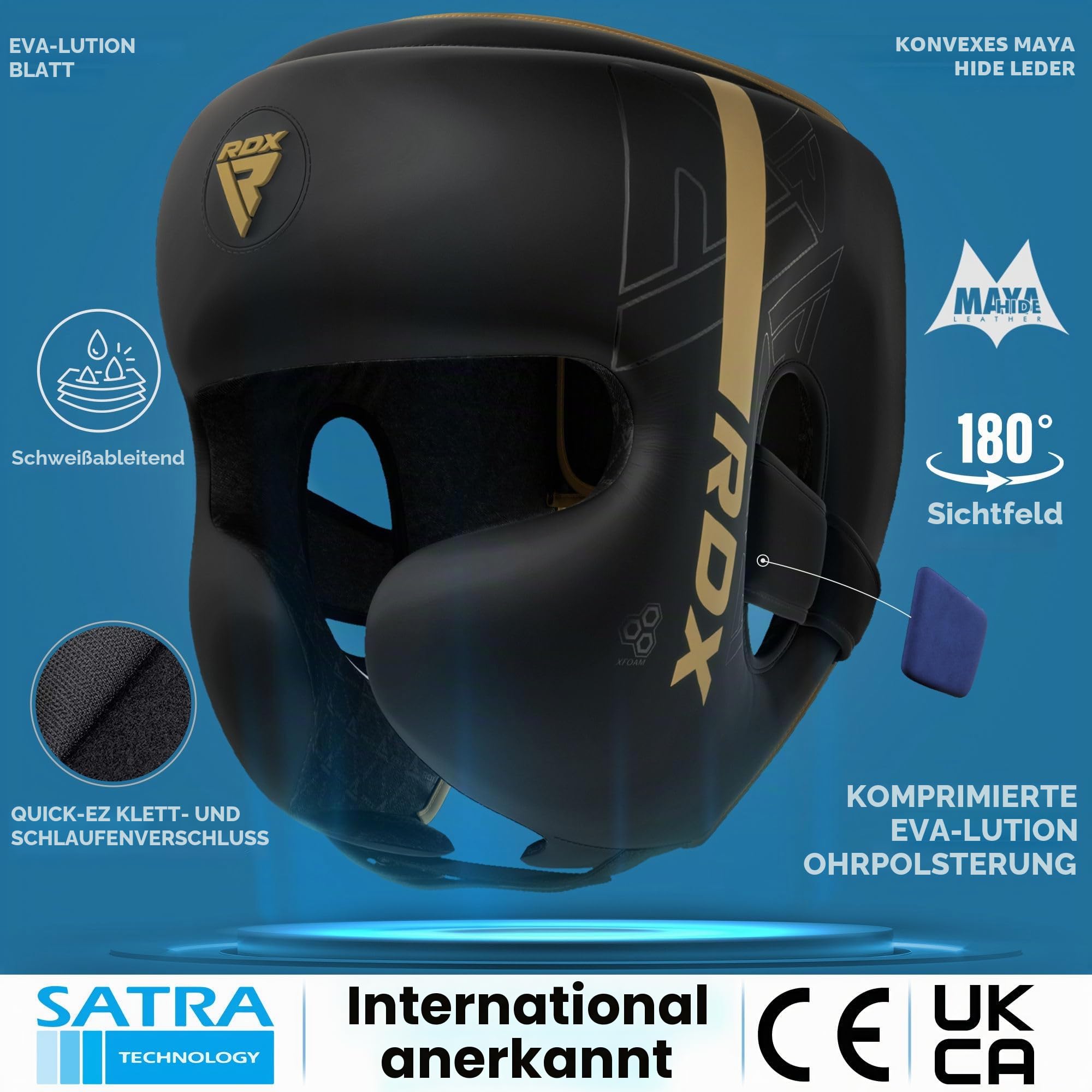 RDX Kinder Boxen Kopfschutz für Kickboxen, Kampfsport, MMA Training, Maya Hide Leder Kara Sparring Thaiboxen Kopfschützer, Boxhelm Krav MAGA Muay Thai, Karate und Taekwondo Fitnessstudio Headgear