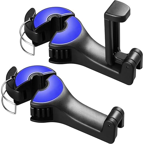 2 in 1 Car Seat Hooks for Purses and Bags with Phone Holder，Automative Headrest Purse Handbag Holder Hangers Organizers,Falling Resistance, Quietness and Universal Fit