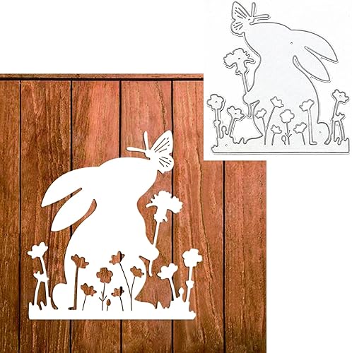 Troqueles de metal de conejo de Pascua, lindo conejo beso, mariposa, marco de animales, plantillas de manualidades, tarjetas de corte, troqueles de