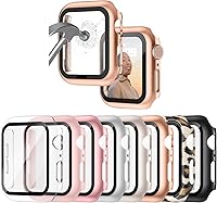Vista 17 de Funda compatible con Apple Watch de 1 47⁄64 pulgadas (44 mm) Series 6/5/4/SE con protector de pantalla de vidrio templado integrado, cubierta