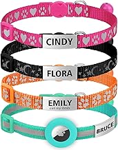 TagME Cat Collar with Name Tag, Personalised Quick Release Kitten Collars with Airtag Holder for Boys and Girls