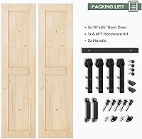 Vista 6 de Losa de puerta corrediza de madera de granero de 36 x 84 pulgadas (puerta doble de 18 x 84 pulgadas) con kit de herramientas de 6.6 pies, requiere