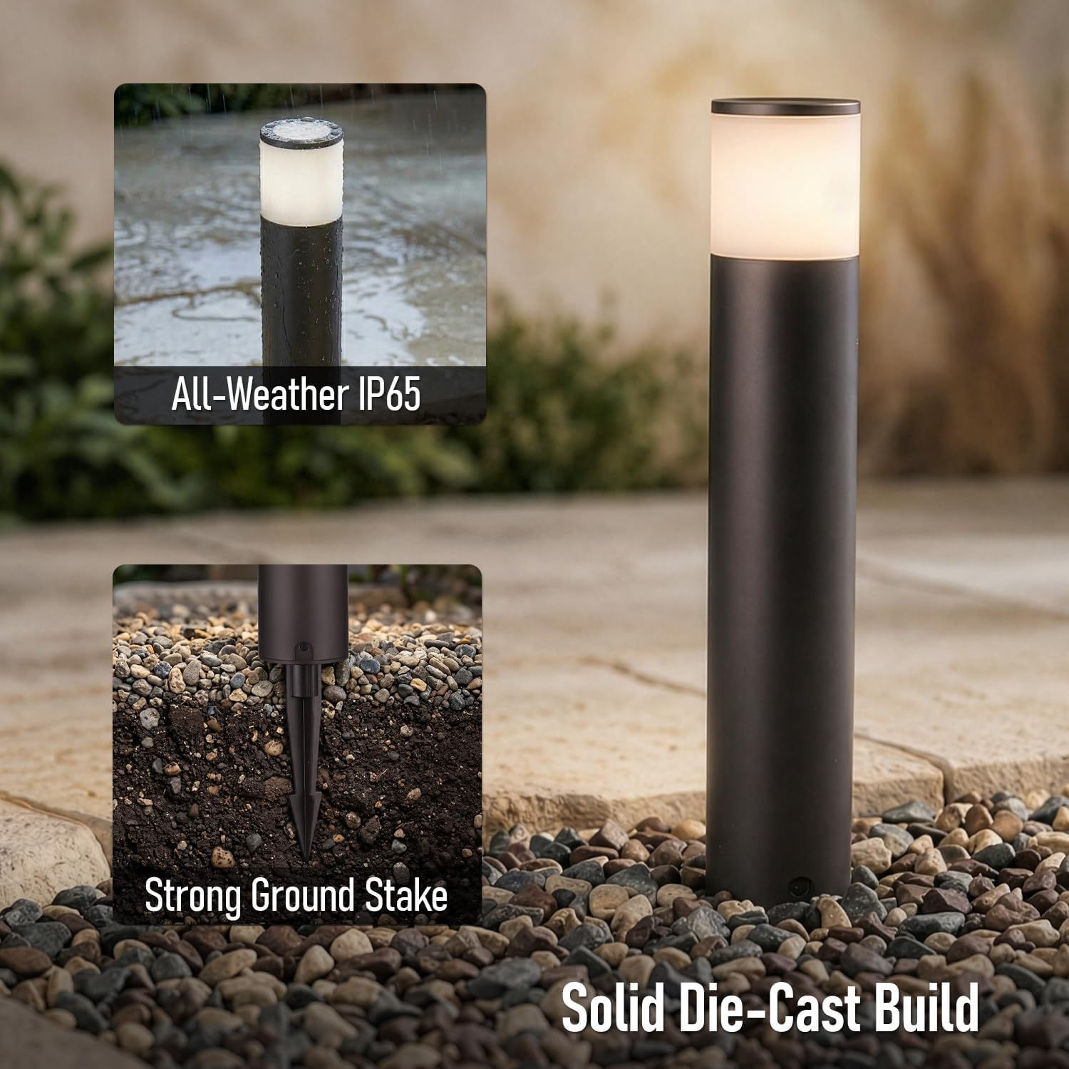 LEONLITE 4-Pack 5CCT Low Voltage Bollard Pathway Lights, 12-24V AC/DC | 5W, 360° Glow Landscape Path Lighting, Die-Cast Aluminum, IP65 Waterproof Garden Path Light, for Walkway Driveway Yard, ETL