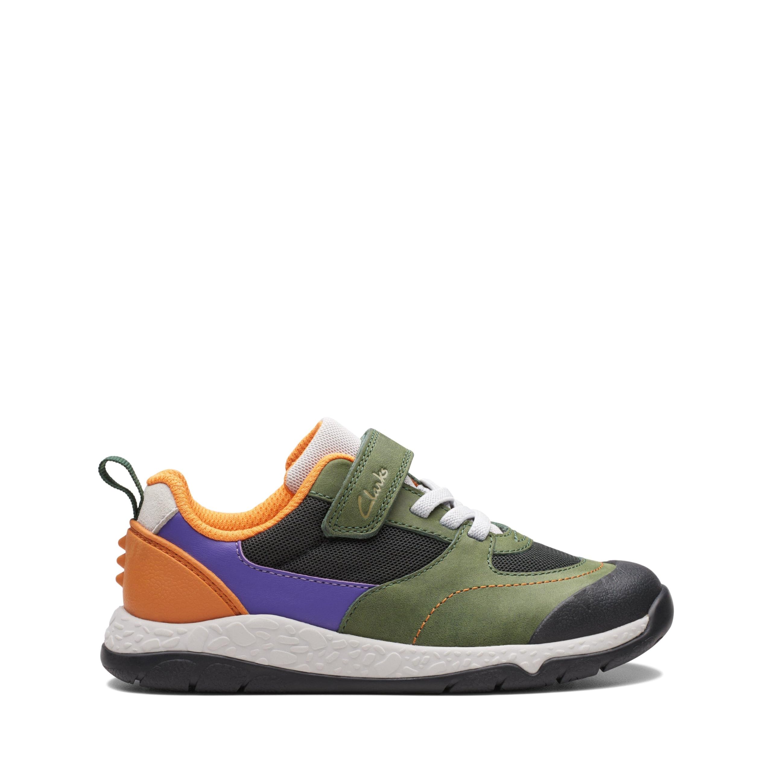 Clarks Boys Steggystride Sneaker, Green, 12 UK Child