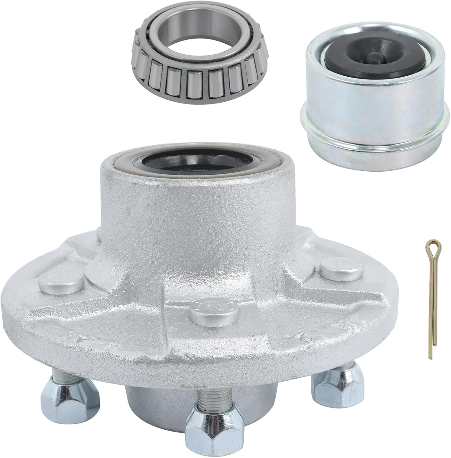 GXYWADY 5 On 4.5 Inch Trailer Hub Kit with Trailer Bearing Kit Replacement for 3500 Lbs 1-1/16 Inch to 1-3/8 Inch Spindle