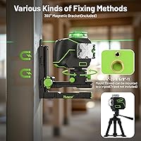 Vista 7 de Huepar Nivel láser, autonivelante láser de línea cruzada de 12 líneas con pantalla LCD, 3 x 360° conectada por Bluetooth, herramienta láser de haz