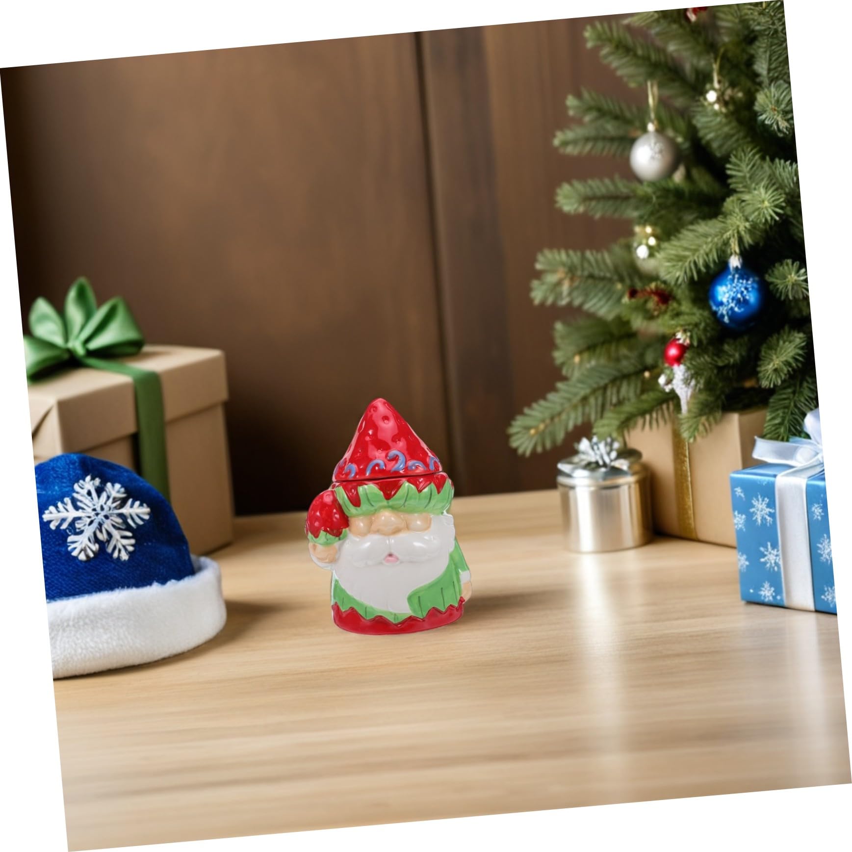 GLEAVI Bocal à Biscuits et Friandises de Noël Céramique avec Couvercle Hermétique Boîte de Rangement Festive pour Bonbons Biscuits et Friandises Conteneur Étanche pour Cuisine et Fêtes de