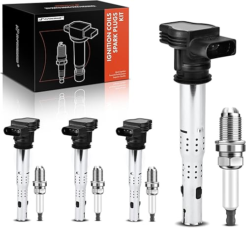 A-Premium Juego de 8 bobinas de encendido y kits de bujías compatibles con Audi A3 2004-2013, A4 2005-2016 y Volkswagen Jetta 2005-2015, Tiguan A-Premium Juego de 8 bobinas de encendido y kits de bujías compatibles con Audi A3 2004-2013, A4 2005-2016 y Volkswagen Jetta 2005-2015, Tiguan