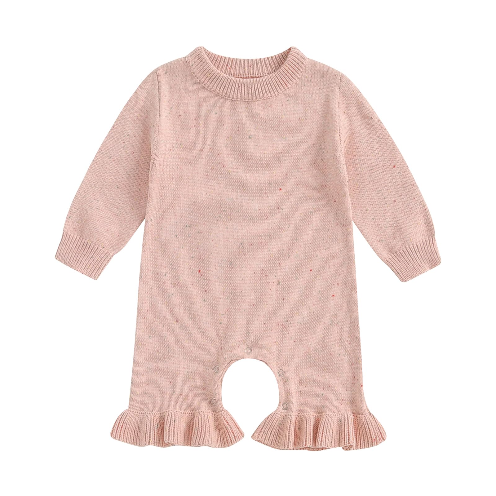 Infant Baby Girl Fall Winter Sweater Romper Pants Knit Jumpsuit Overall One Piece Outfit Clothes (Pink, 0-3 Months)