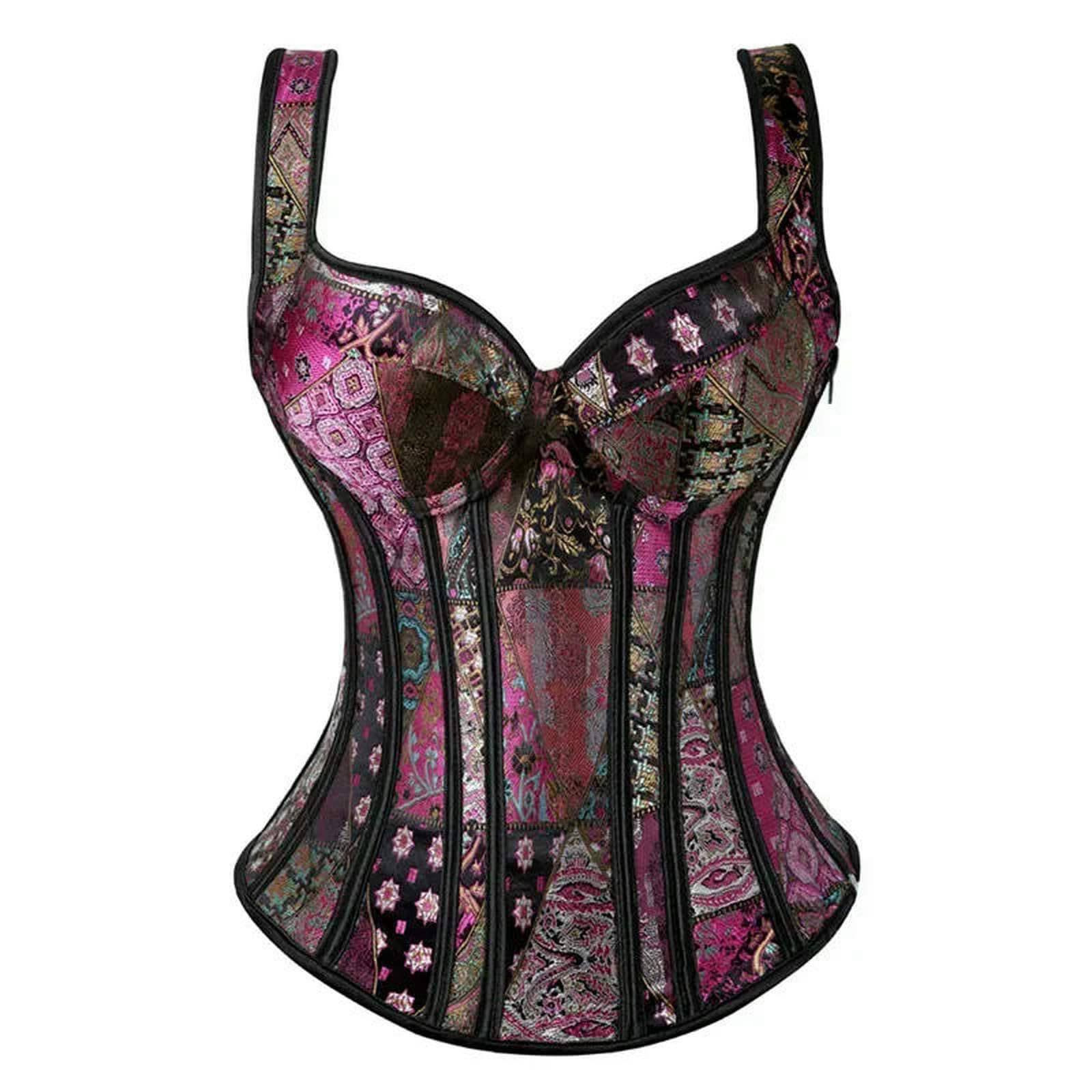 Ceinture amincissante Femme Corsetti Top Gilet Hot Shaper Bustiers Corsetto Burlesque Lingerie Overbust Gotico Abbigliamento Corsage Medievale Donne Nero-black-5xl
