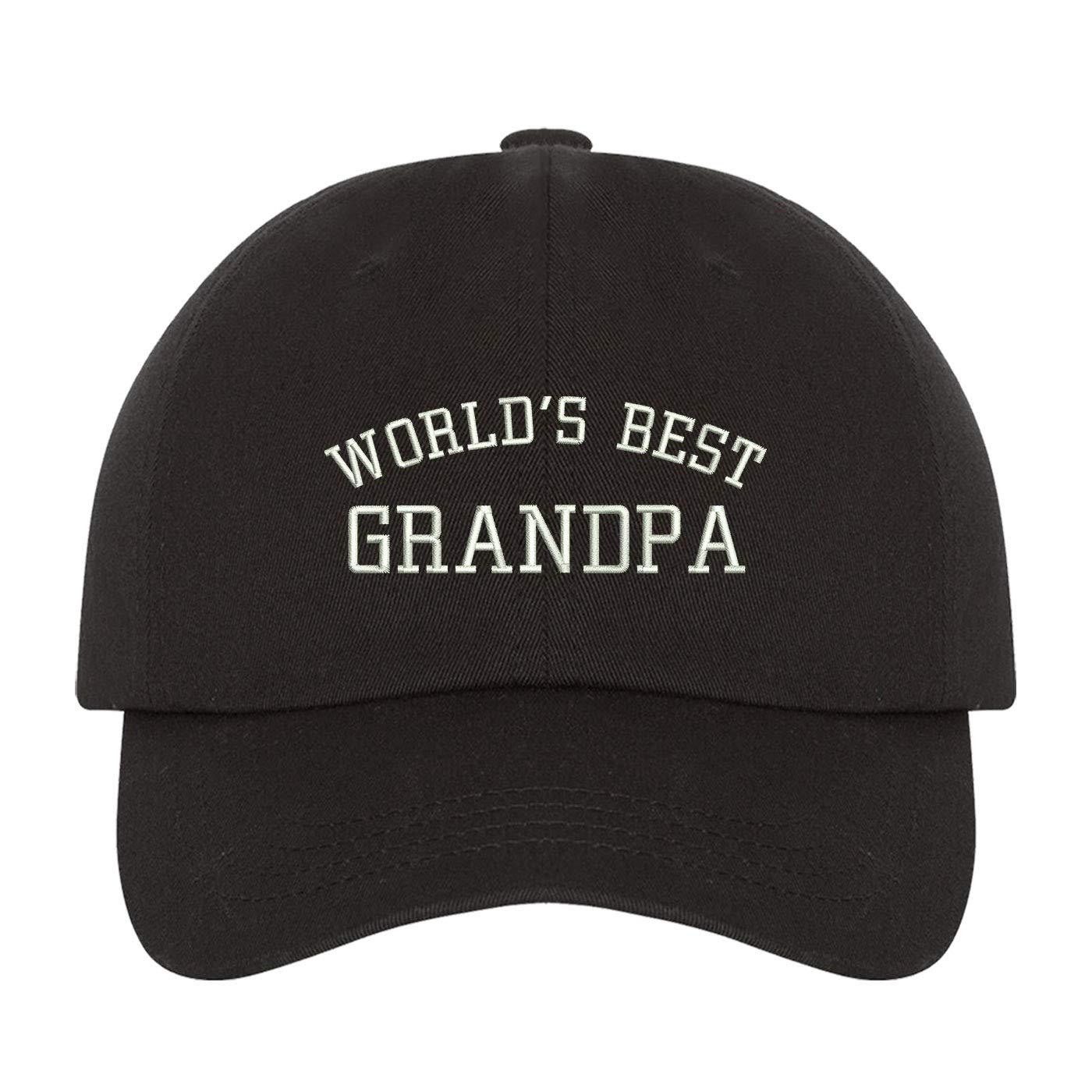 Worlds Best Grandpa Baseball Hat - Grandpa Gift for Grandfather (Black)