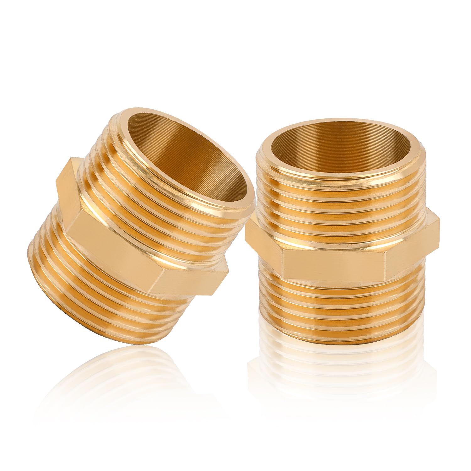 DesertBoy Brass Hex Reducing Nipple - 1" Double Nipple, Male to Male Thread Connector