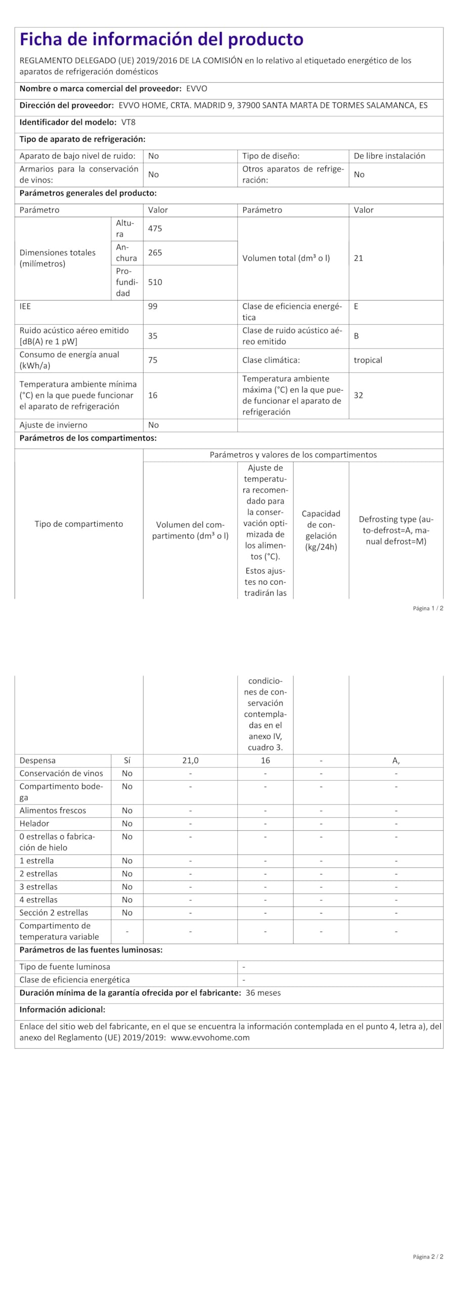 EVVO Vinoteca VT8 - Enfriador de Botellas de Vino, Nevera Pequeña para 8 Botellas, Enfriador de Vino Silencioso, Control Táctil, Luz LED, Botellero Vertical, Temperatura Ajustable 8-18ºC