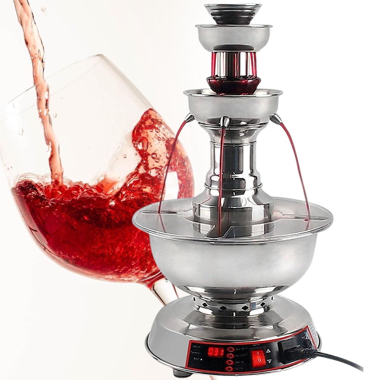 ASerZenith Wine Fountain Machine, 120W Electric Champagne Dispenser, 0~100℃ Temperature Adjustment, Suitable For Wine, Champagne