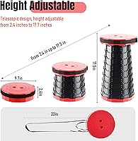 Vista 3 de Upgraded Foldable Stool Thickened Set of 2, Portable Collapsible Stool Retractable Stool, Foldable Portable Collapsible Chair for Fishing, Hiking