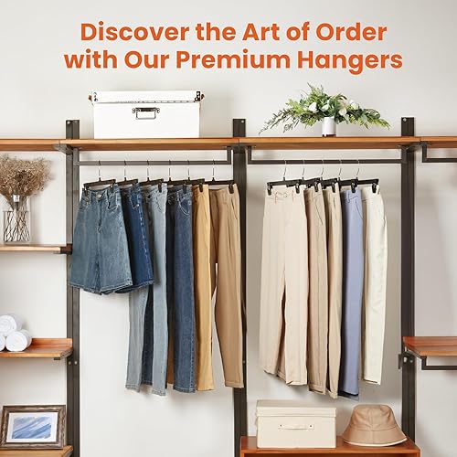 Miniatura 2 de HOUSE DAY Perchas para pantalones y faldas  Paquete de 10 perchas para pantalones con clips grandes antideslizantes  Perchas de armario para