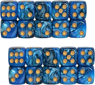20-Piece Acrylic Polyhedral Dice Set - 12mm Blue & Black 6-Sided Dice for Board Games, Math Learning, and Tabletop RPGs - Durable, Colorful, and Perfect for Rolling Fun