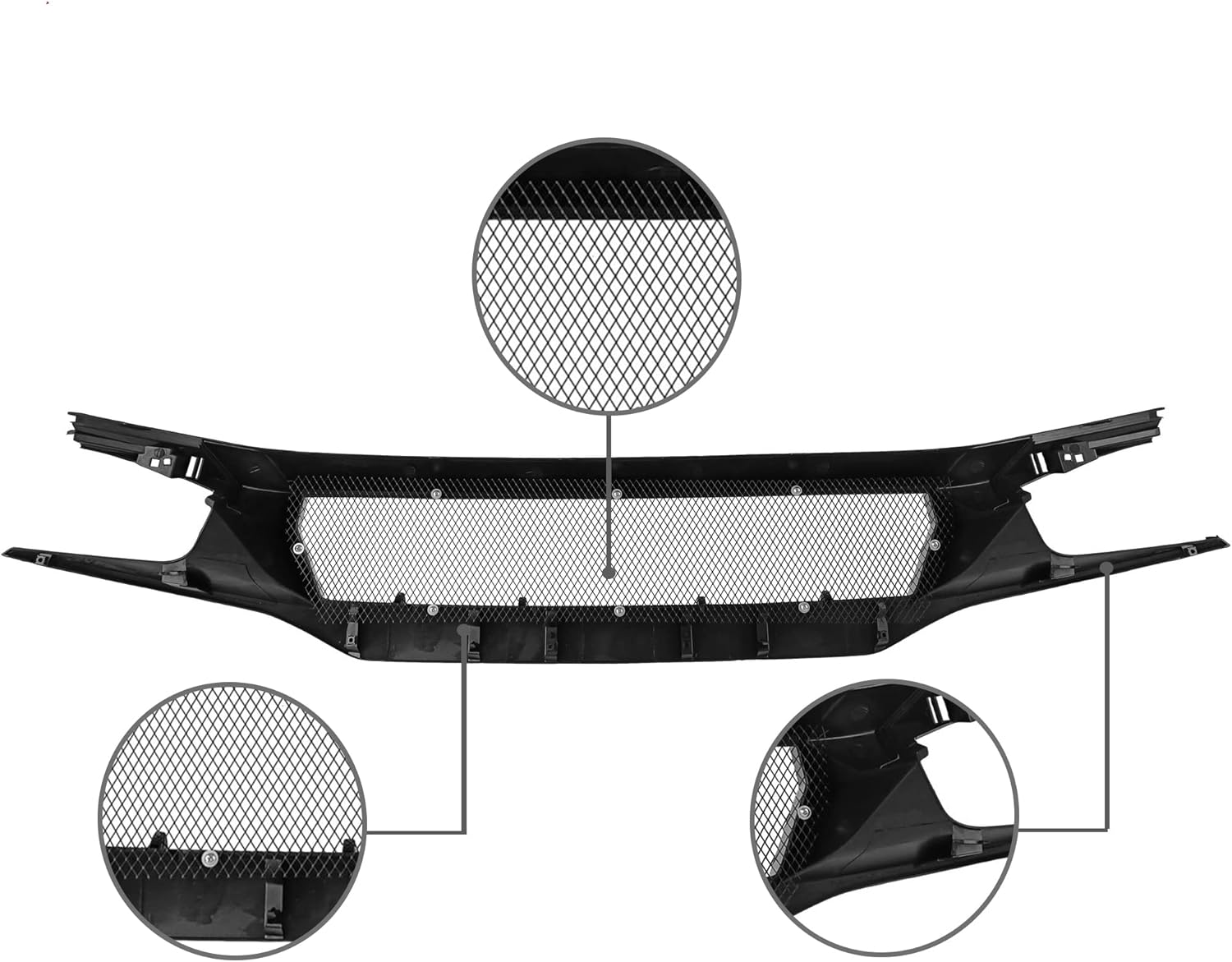 PartsFlow Front Bumper Grille Sports Grill Glossy Black Mesh For 2016 2017 2018 2019 2020 2021 Honda Civic Si Hatchback