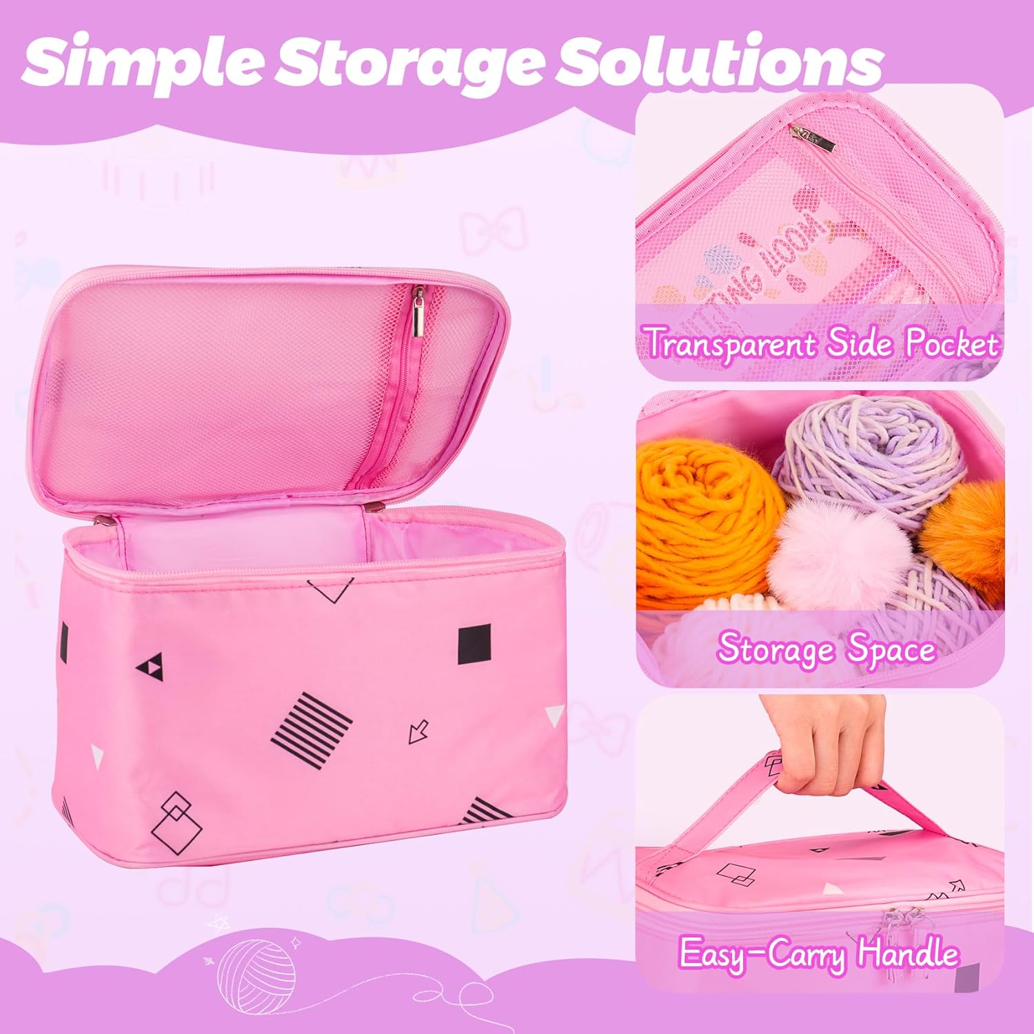 Knitting Loom Craft Kit for Kids & Beginners - Create Hat & Scraf with Yarn, Hook Needle, Ideal Birthday Christmas Gifts for Teens Girls Age 6-8 8-12 14+, Pink Loom - Image 7