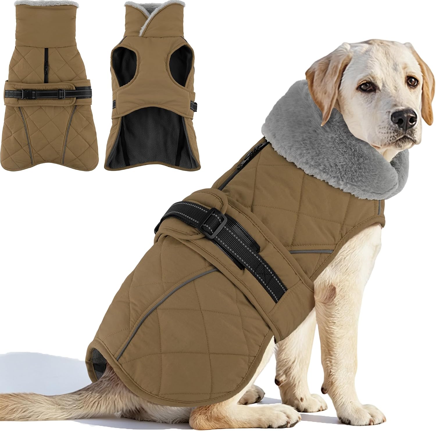 Petglad Waterproof Dog Winter Coat, Pet Snow Jacket with Adjustable Buckle