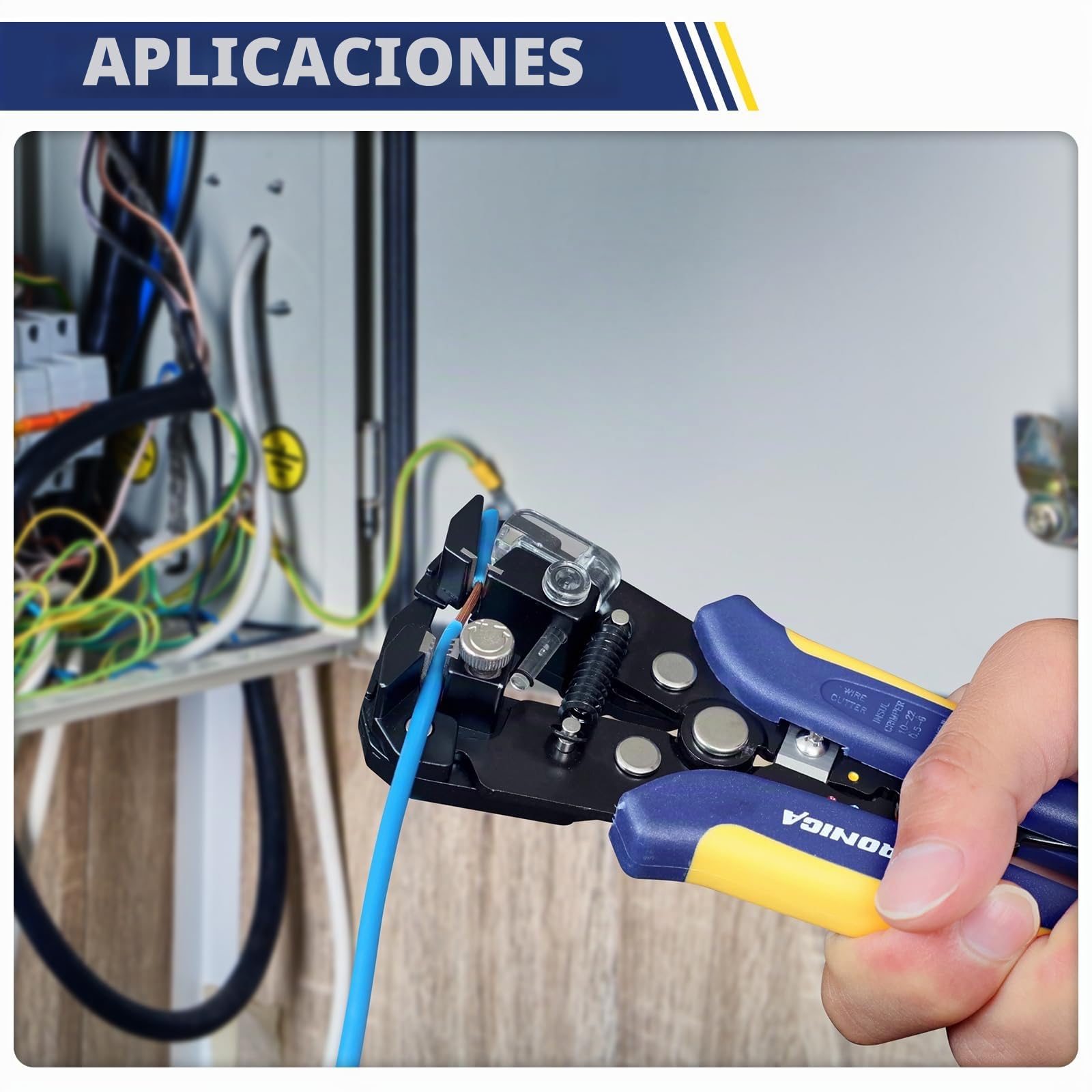 haisstronica Pelacables automático, AWG 24-10 cortador de alambre y herramienta de prensado