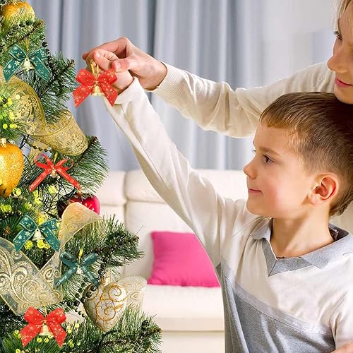 Miniatura 5 de 40 lazos de Navidad con campanas, árbol de Navidad, adorno de campana, lazo de Navidad con cascabeles para fiesta de Navidad, corona, decoración de