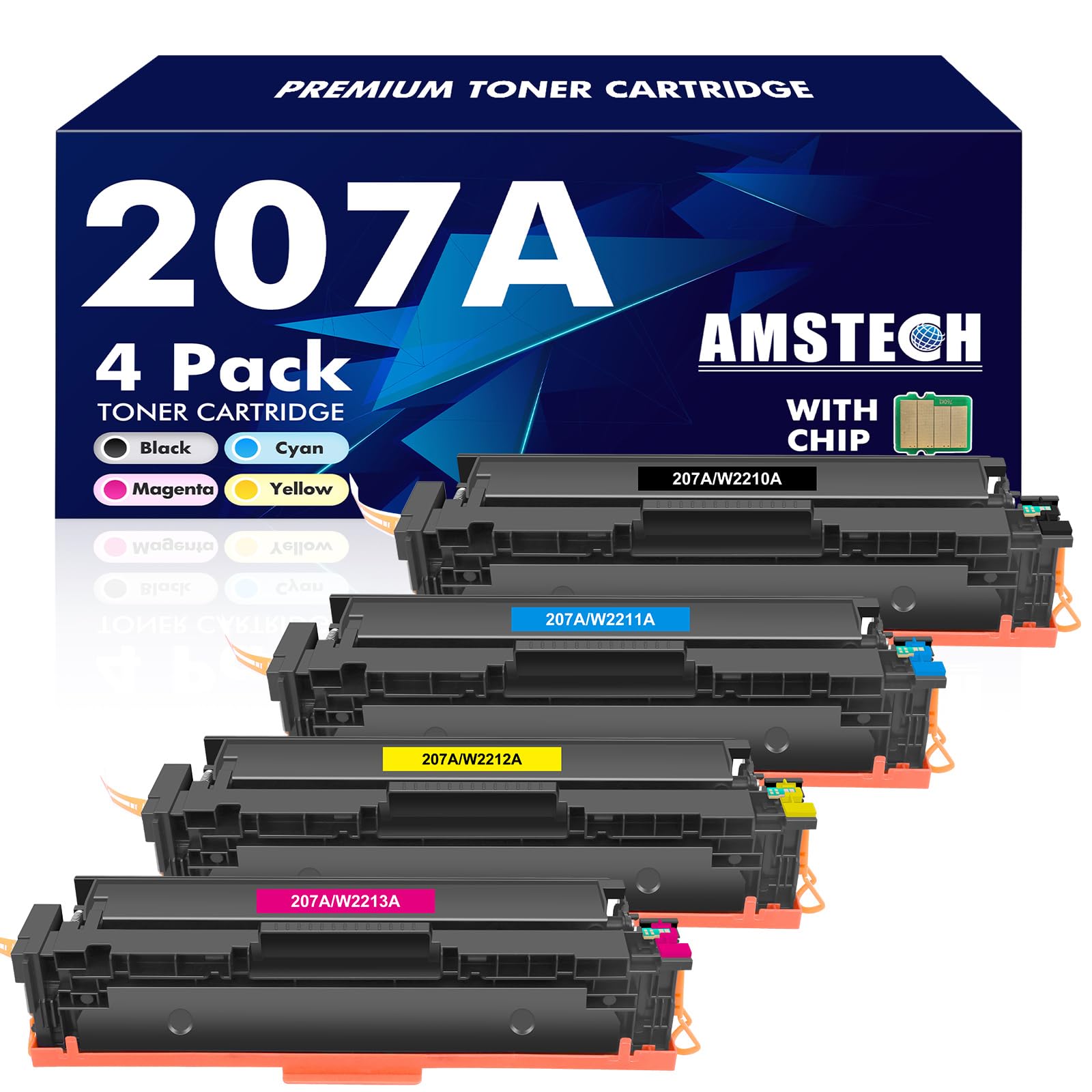 207A 207X Compatible for HP M283fdw M255dw Toner Cartridge With Chip 4-PK
