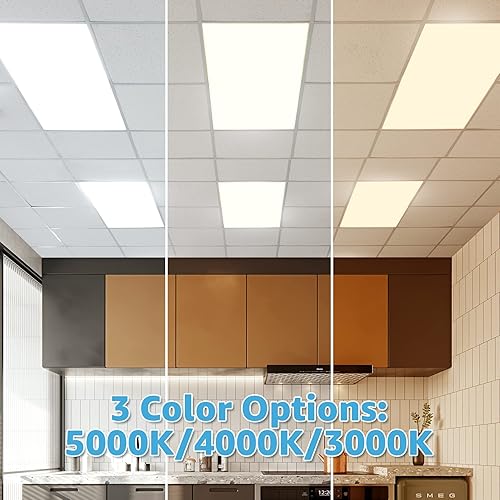 Miniatura 3 de Art3d Luz de panel plano LED de 2 x 4 pies, temperatura de color seleccionable 3CCT 3000K4000K5000K, 0-10V regulable 5500LM luz de techo empotrada