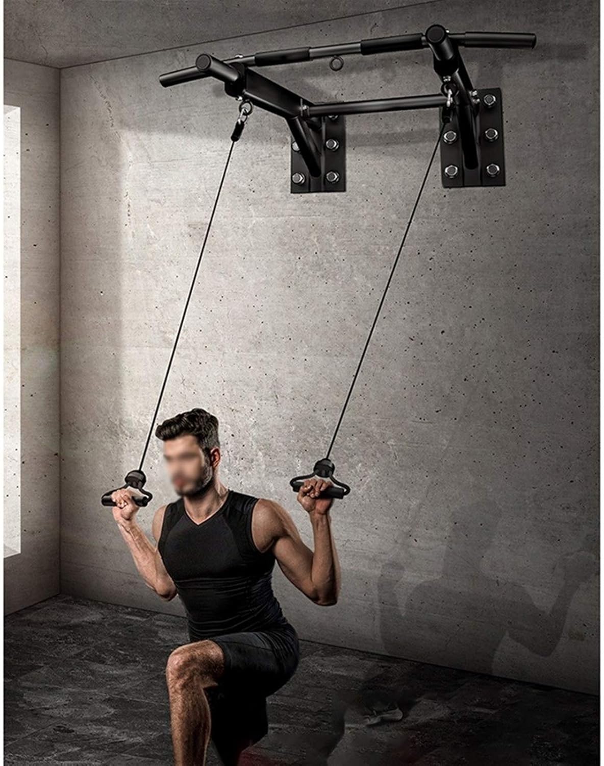ZHANGQINGXIU Heavy Punch Bag Wall Bracket with Pull Up Bar 2 in 1 Sandbag Hanger Universal Pull Up Bar for Wall Or Ceiling Mounting, 4 Sizes (Color : Black, Size : D-95X76CM)
