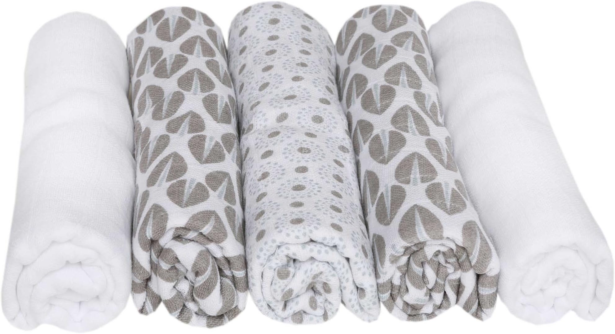 Motherhood Burping Cloths/Muslins Muslin Squares (Set of 5, 70 x 80 cm Oeko-Tex Standard 100, 100% Pure Cotton, Trees Blue 2017