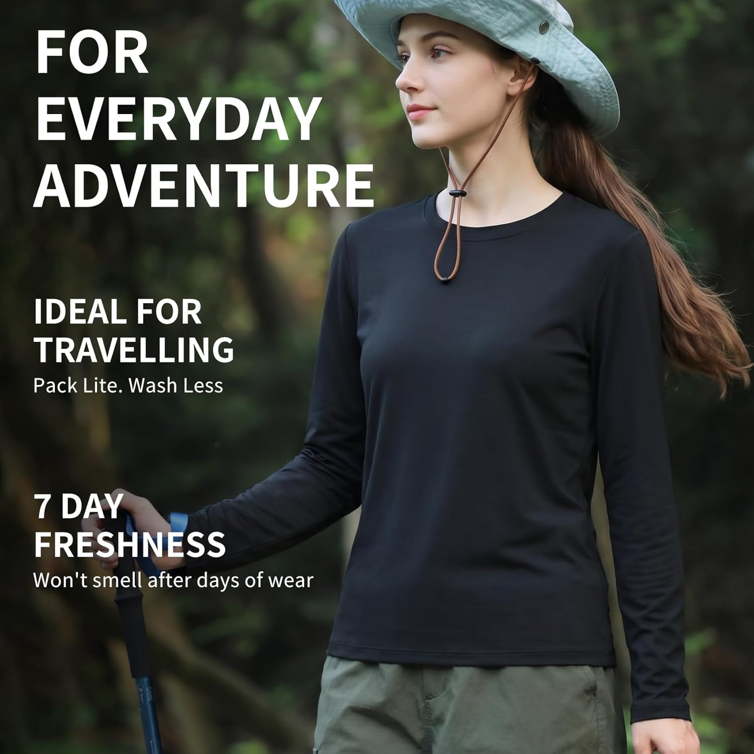 Merino Wool Base Layer Women - 15.5 Micron Merino Long Sleeve Thermal Shirt