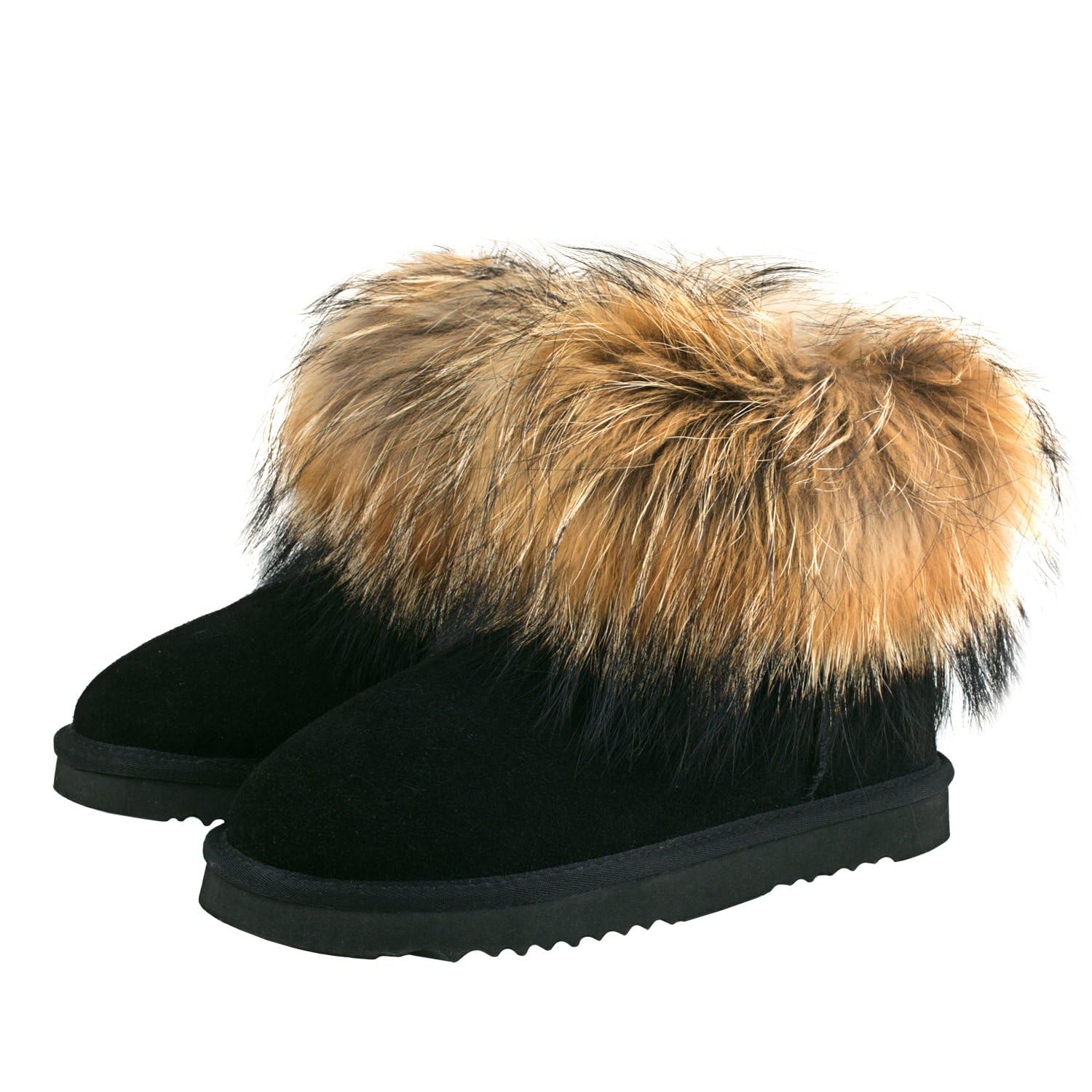 Shenduo Mujer Piel Botas Invierno Forrado de Piel Peluche | Forradas de Piel Cálido Clásico Material Cuero Botas para Clima Frío