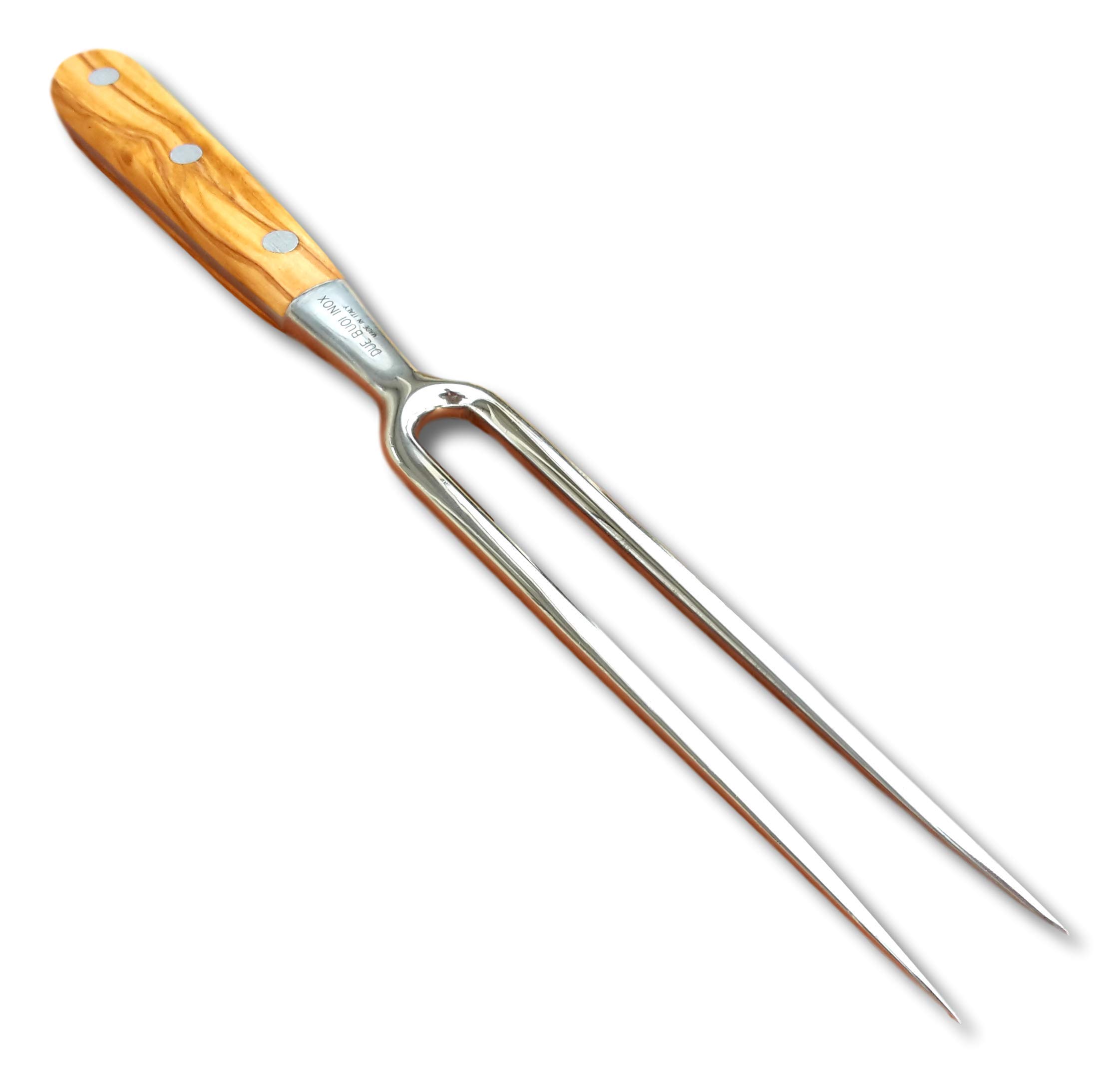 Fourchette à viande forgée - Manche en bois d'olivier massif - 17,8 cm de long