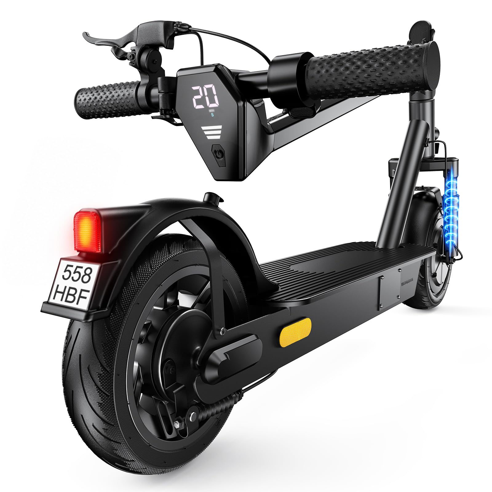 E Scooter Adults（ABE）,10-Zoll-Honigreifen, 350W-Motor (Spitzenwert 500W), 35/45 km Reichweite, Dämpfungs- und Doppelbremssystem & 20 km/h, elektrische Skateboardlast 120 kg
