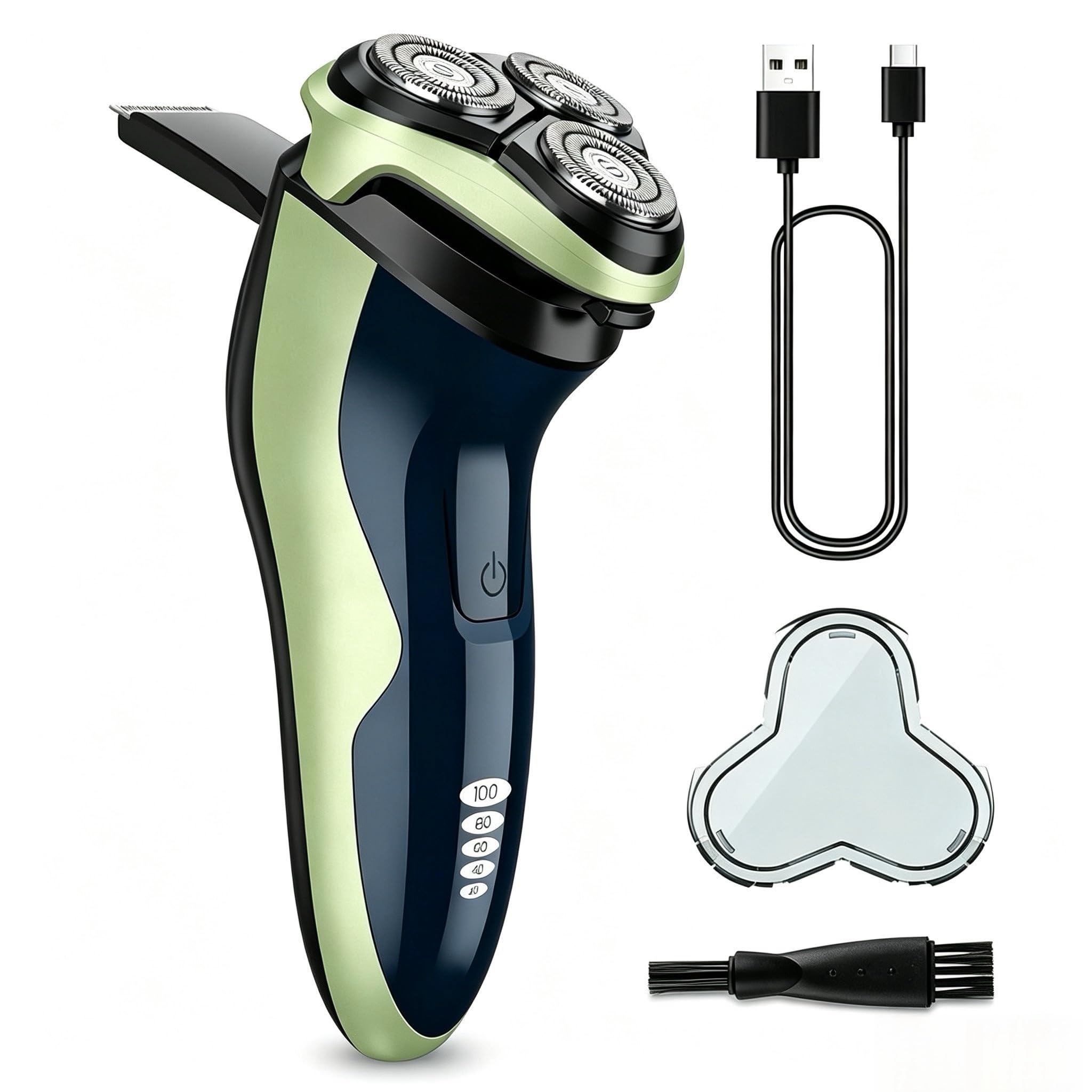 Phisco Electric Razor for Men: 10000 RPM High-Speed Quiet Motor Shaver Coral Green